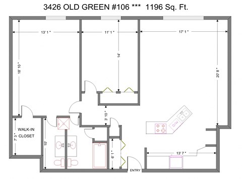 22BR,  2 Bedroom / 2 Bath Renovated 1196 Sq. Ft Floor Plan at Old Green Place Apartments, Integrity Realty LLC, Ohio